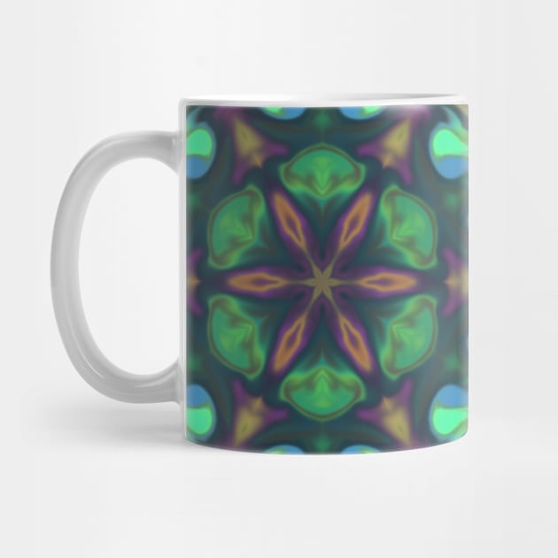 Psychedelic Hippie Flower Green Pink and Purple by WormholeOrbital